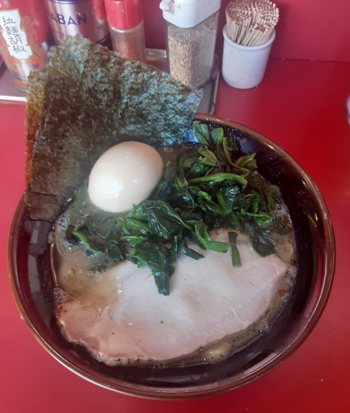 「レディースラーメン＋味玉＋青菜」@どんとこい家の写真