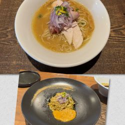 鶏と水（濃厚）＋替玉（鮟肝のソース）