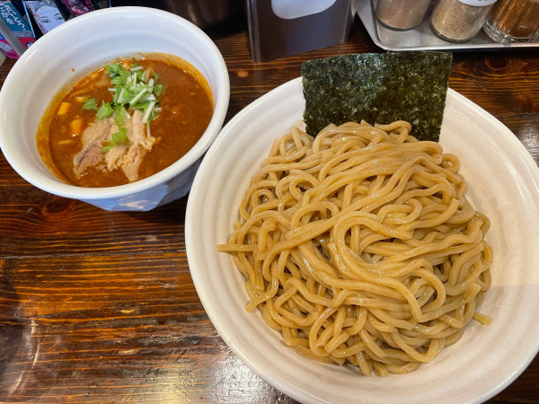 「ベジポタ肉増し辛つけ麺、大盛」@二代目えん寺の写真