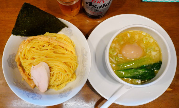 「濃厚鶏塩つけ麺＋味玉＋瓶ビール」@らーめん曳舟の写真