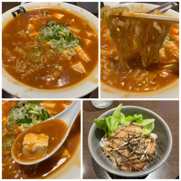 「旨辛味噌麻婆豆腐麺900円 ミニ焼き豚丼100円」@らーめん十八番の写真