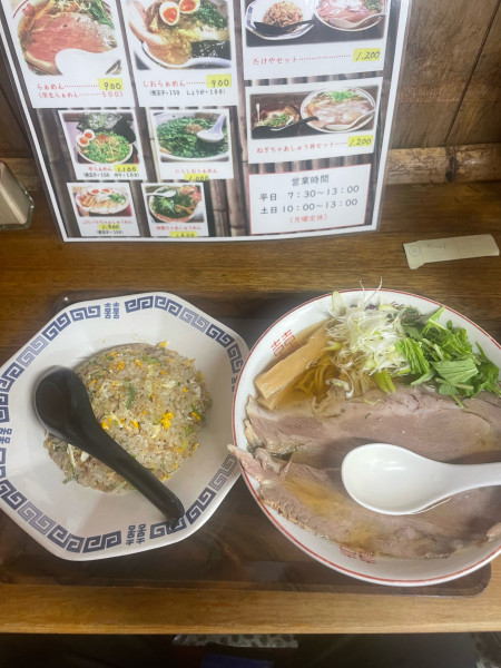 「たけやセット　らーめん　小焼飯」@らぁめん たけやの写真