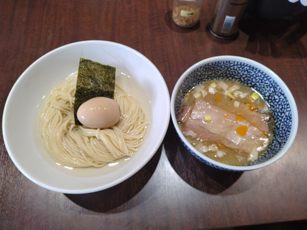 「半熟味玉塩昆布水つけ麺¥1150-」@中華そば 森庵の写真
