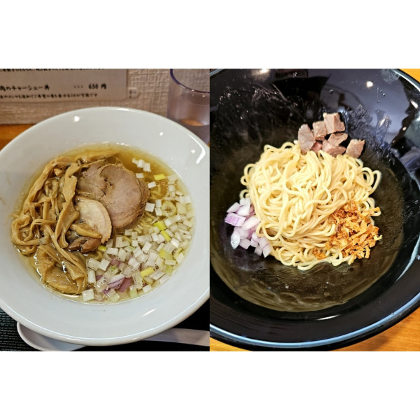 「牛骨だしの中華そば(塩)と和え玉(白醤油)」@麺屋あきづの写真