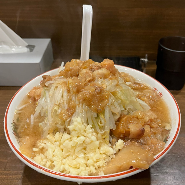 「ラーメン250g〝全マシ〟」@男気らーめんアカギ 新田木崎店の写真