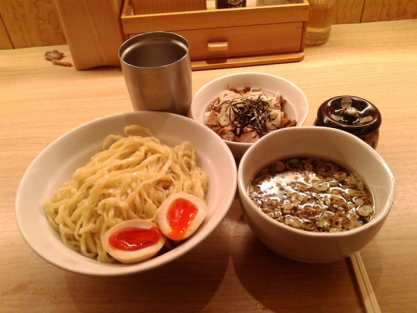 「味玉つけ麺(1000円)+お茶漬けご飯(300円)」@長岡食堂 東京ラーメン横丁店の写真