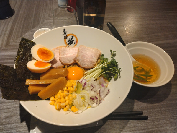 「背油味噌まぜ麺¥1100+特製¥350+瓶ビール小¥500-」@麺'sBar 堀の写真