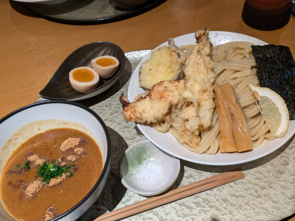 「塩麹鶏天の醸（大盛り）＋味玉」@つけ麺屋 醸の写真