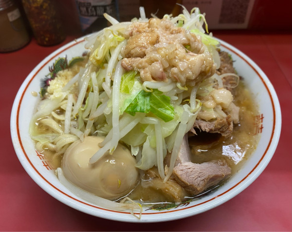 「大豚W  味付玉子」@ラーメン二郎 環七一之江店の写真