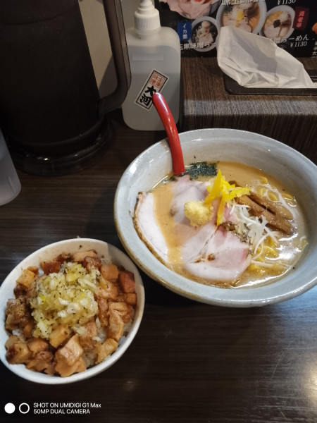 「味噌らーめん+能登豚ネギ塩チャーシュー丼」@味噌専門 麺屋大河の写真