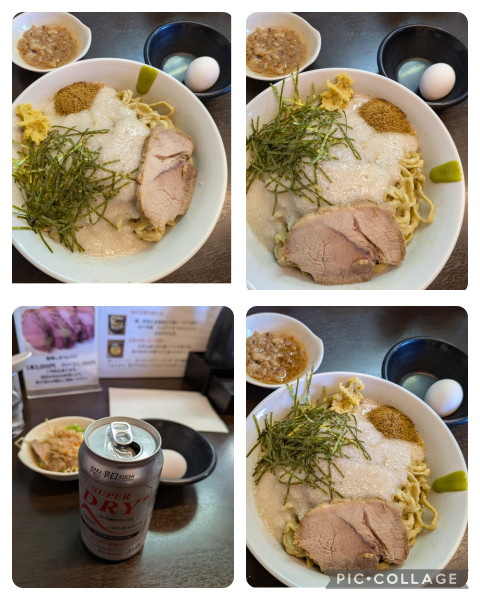 「【３連休限定】トロロ油そば大➕缶ビール」@ラーメンどでん 大宮店の写真