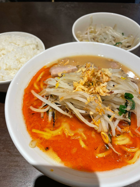「辛味噌ラーメン 無限もやし ライス」@花木流味噌 三鷹店の写真