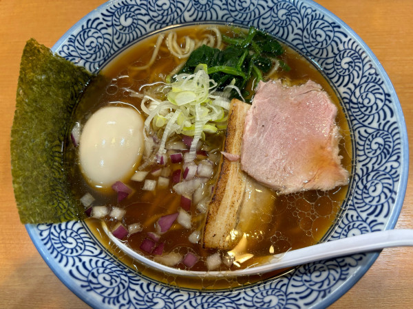 「蛤と鰹中華そば@840+味玉@100」@中華そば 円月の写真