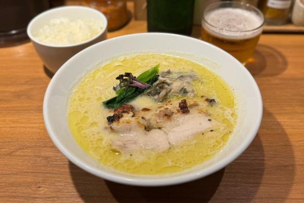「【限定】牡蠣のポタヌードル¥1250、小ライス¥100」@鶏ポタラーメン THANK 蒲田店の写真