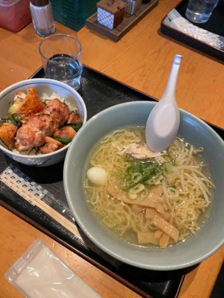 「塩ラーメン＆小丼セット　1,200円」@むろまち鳥やの写真