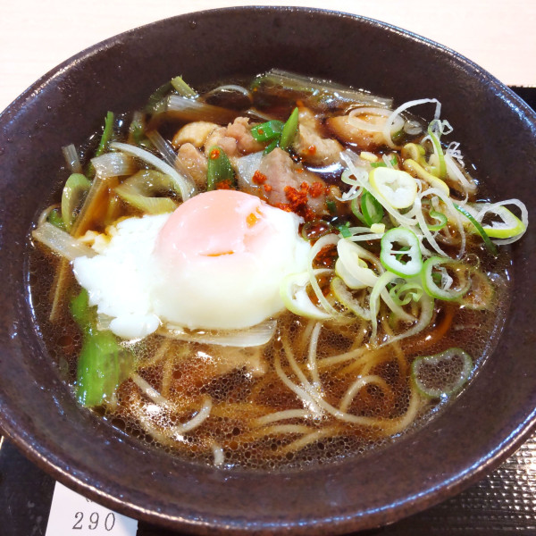 「鴨南蛮そば(¥820)+温泉玉子(クーポン)」@ゆで太郎 厚木関口店の写真