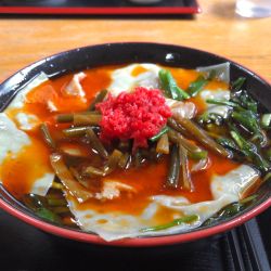 満州にらワンタンラーメン　味噌　にら増し