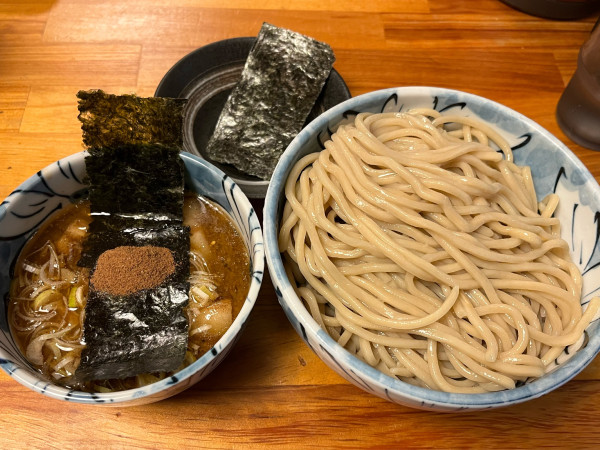 「つけめん 並盛 300g+青まぜ海苔」@自家製麺 然の写真