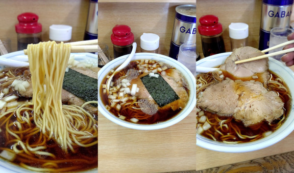 「大盛+チャーシュー1枚+玉ネギ(￥750+150+100)」@でうらの写真