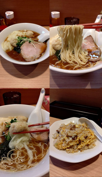 「『正油わんたんらぁめん+半炒飯(￥1150+400)』」@らぁめん 赤ふじの写真