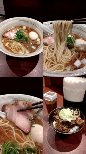 「『らぁ麺 醤油+味玉+牛すじ煮込みご飯』」@らぁ麺 花筏の写真