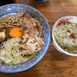 【限定】花かつおとバターのかま玉 つけそば