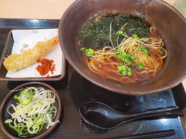 「朝ら～・温＋海老天」@ゆで太郎 川崎砂子店の写真