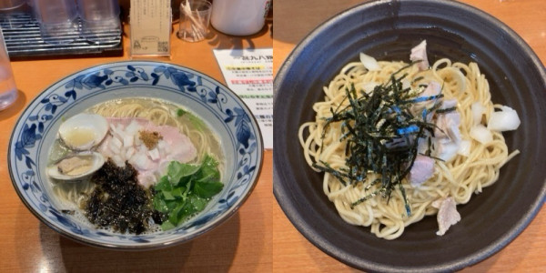 「三種の貝出汁潮そば+オマール海老とバターの和え玉 1450円」@㐂九八 ~garage~の写真