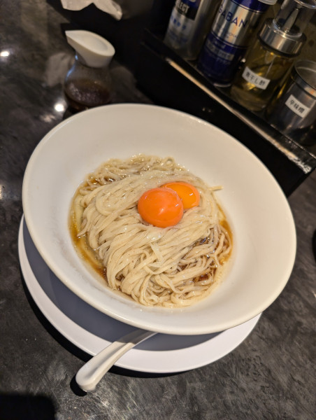 「卵かけ麺」@拉麺 名もなき店の写真