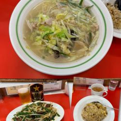 レバニラ炒め（小）＋半チャーハン＋タンメン（麺半）