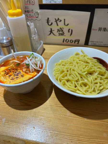 「辛味噌つけ麺+炙りチーズ」@味噌麺処 花道庵 北参道店の写真