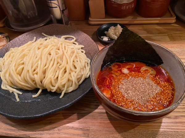 「辛味味噌つけ麺＋ゴマ＋メンマ」@つけ麺屋 やすべえ 赤坂店の写真