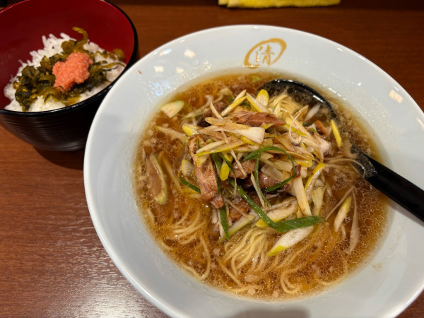「【期間限定ランチ】ねぎそば+高菜めんたい丼690円」@横浜家系 清せ家の写真