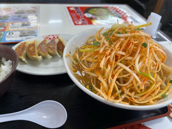 「元気セット(ネギ味噌ラーメン、餃子、ライス)」@ラーメンガキ大将 谷田部店の写真