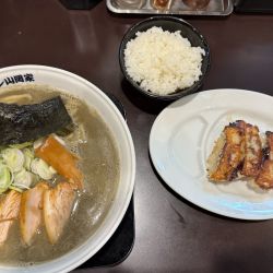 極濃煮干しチャーシュー麺大盛り半ライス餃子
