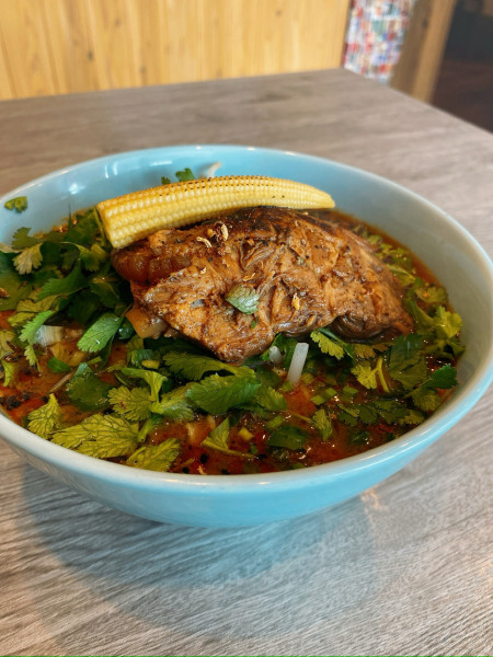「カラシビ味噌ラーメン（パクチートッピング）」@煮干し中華そば ぶっとび亭の写真