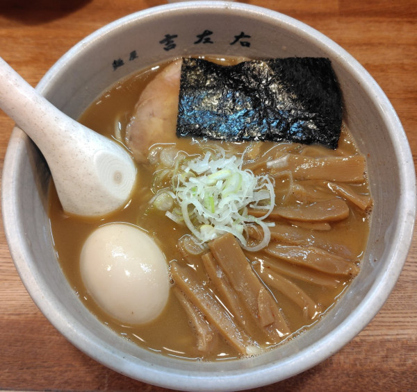 「味玉らーめん 1100円 メンマ 250円」@麺屋吉左右の写真