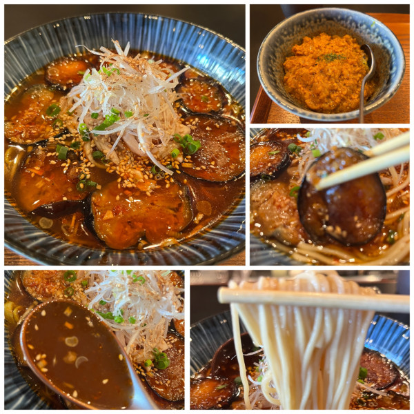 「【限定】揚げ茄子の酸辣麺 1100円ミニキーマカレー400円」@Omirukの写真