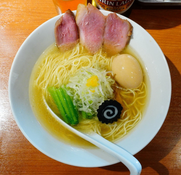 「鴨塩味玉＋麒麟ラガー中瓶」@麺屋 上々の写真