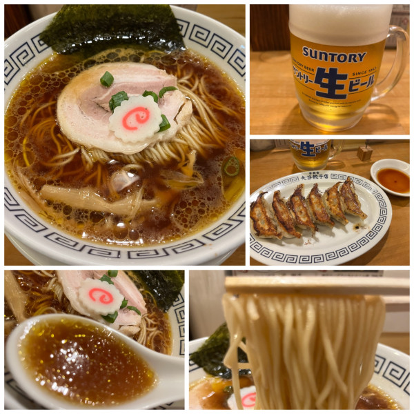 「中華そば醤油 960円 大谷餃子 490円 ビール 550円」@大谷餃子店 宇都宮駅東口店の写真