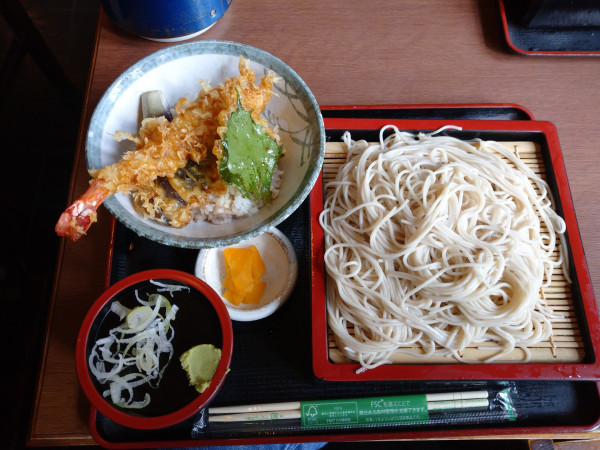 「ミニ天丼セット（1,200円）」@そば処 ゆう月の写真