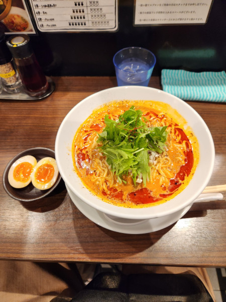 「担々麺白　味玉　大盛」@うさ担 浦和本店の写真