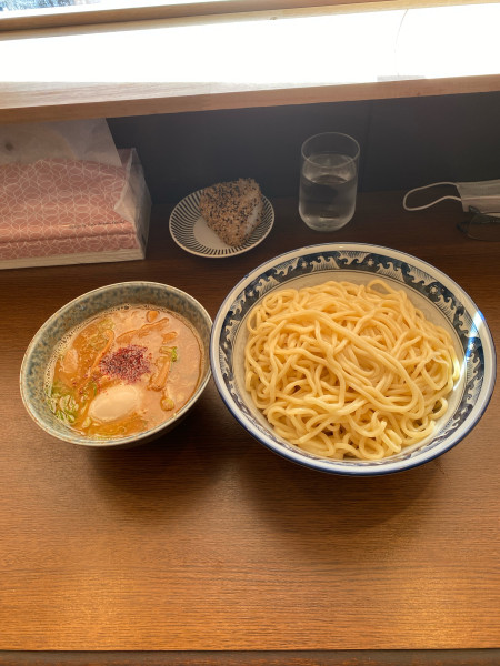 「つけ麺2玉味付玉子サービスおにぎり¥1,280円」@中華そば 坂井田の写真