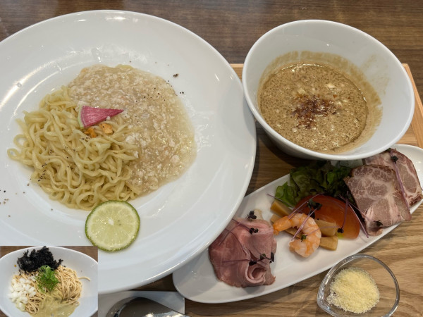 「オマール海老の濃厚餡かけつけ麺+牡蠣の和え玉」@Fishmenの写真