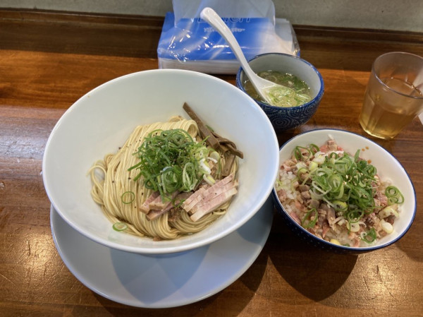 「ランチセット（和えそば大盛り+チャーシューご飯）+和え玉（醤」@塩らーめん 千茶屋の写真