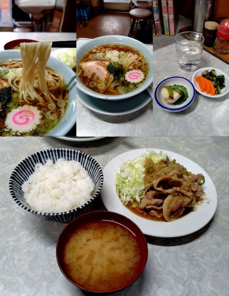 「『豚バラ生姜焼定食+ラーメン(¥1200+850)』」@伊勢屋食堂の写真