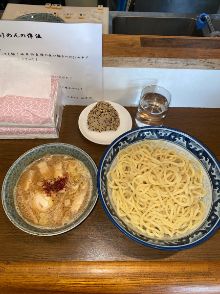 「つけ麺2玉味付玉子サービスおにぎり¥1,280円」@中華そば 坂井田の写真