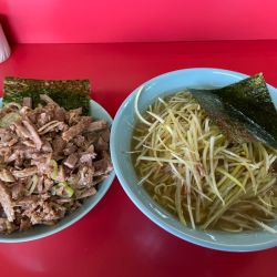 ネギラーメン（硬め ｱﾌﾞﾗ多め）＋チャーシュー丼