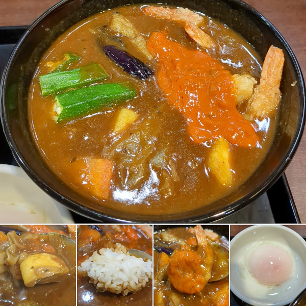 「海老スープカレー(4辛)＋半熟卵＝1537円」@カレーハウスCoCo壱番屋 御徒町昭和通り店の写真
