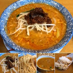 坦坦(3辛)+ニンニク辛味噌+半ライス=1265円